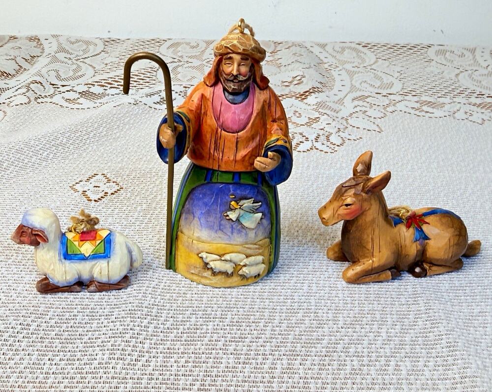 Jim Shore Heartwood Creek Shepherd Donkey Sheep Hanging Ornaments Religious 2004
